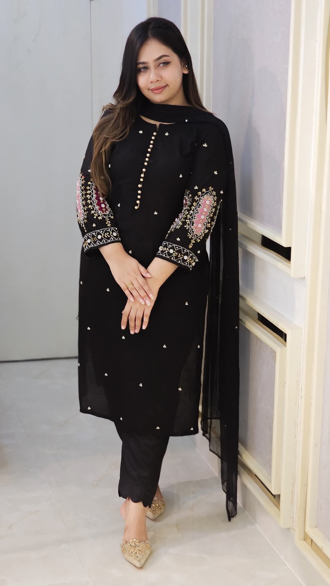 Embroidery Three Piece Mohadebpur Naogaon – Stylish Salwar Set with Embroidery & Stone Work