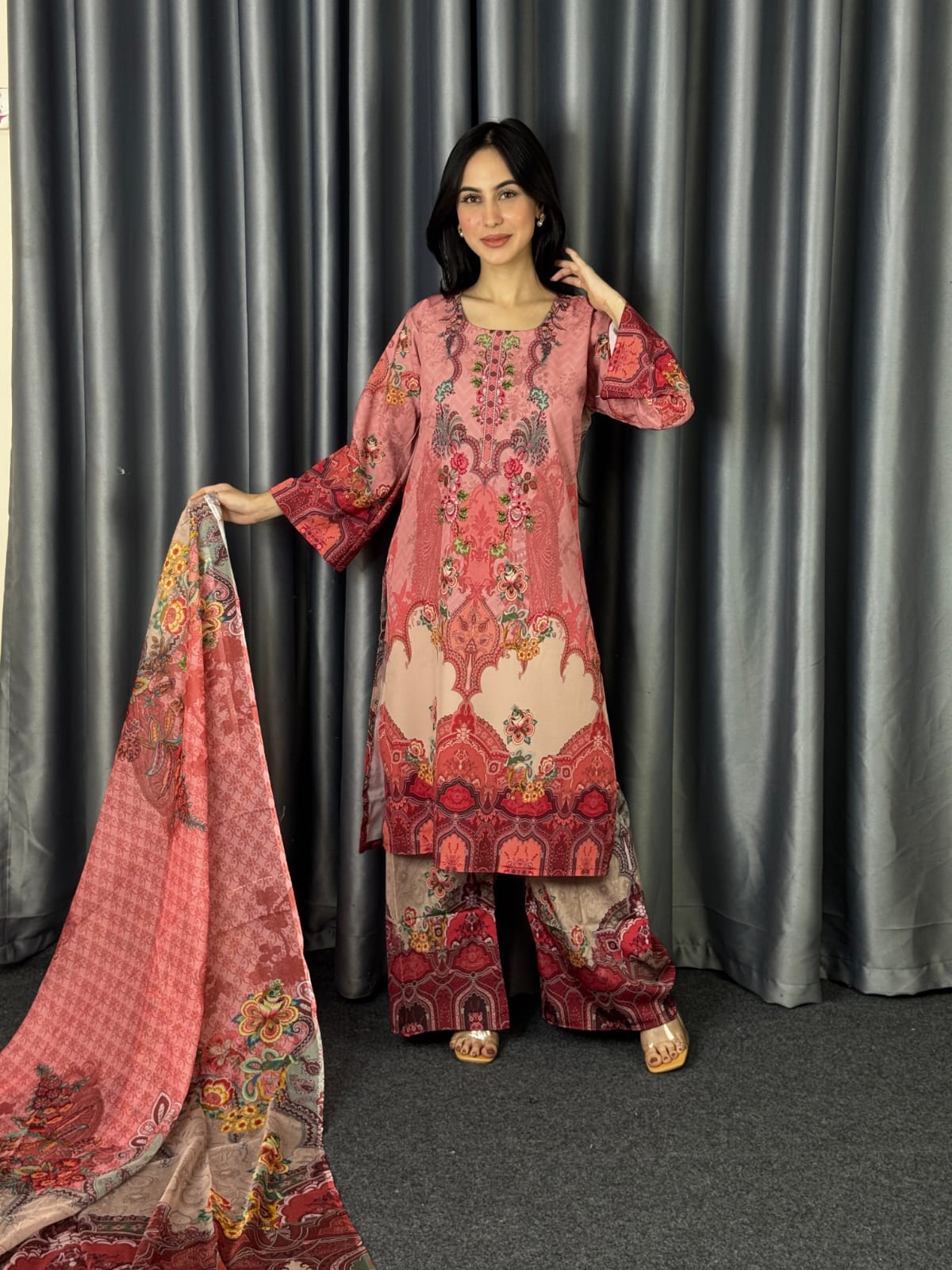 Digital Print Three Piece Dubai Silk | Mohadebpur Naogaon